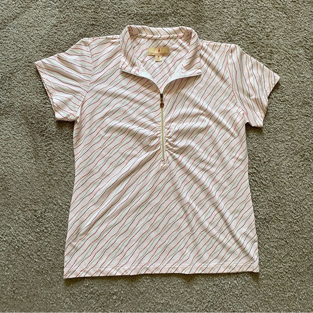 Sport Haley ~ Women's Quarter Zip Striped Golf Shirt ~ Summer ~ Size M